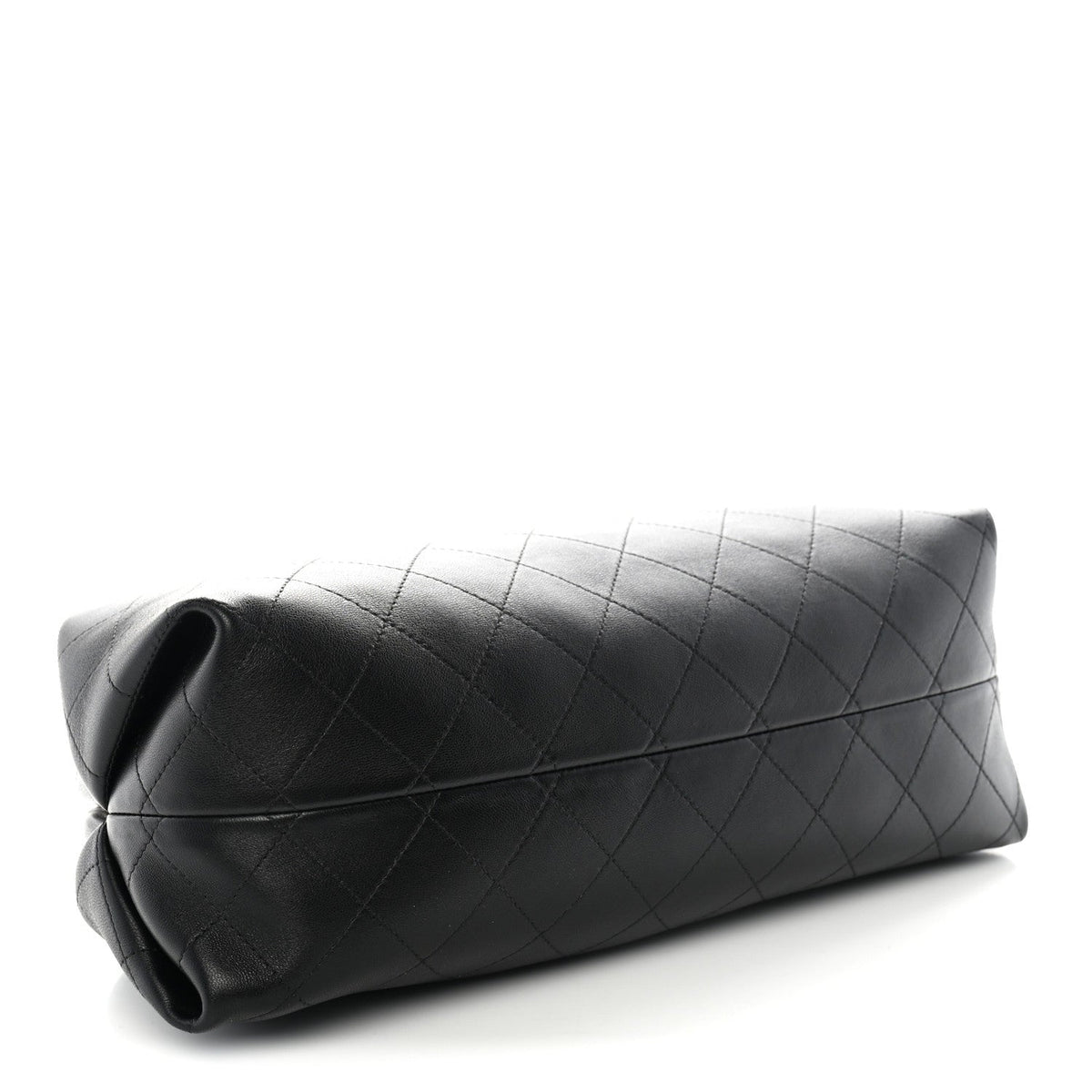 Chanel Lambskin Stitched Clutch With Chain Black