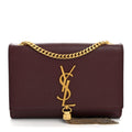 Saint Laurent Smooth Calfskin Small Classic Monogram Kate Tassel Satchel Rouge Legion