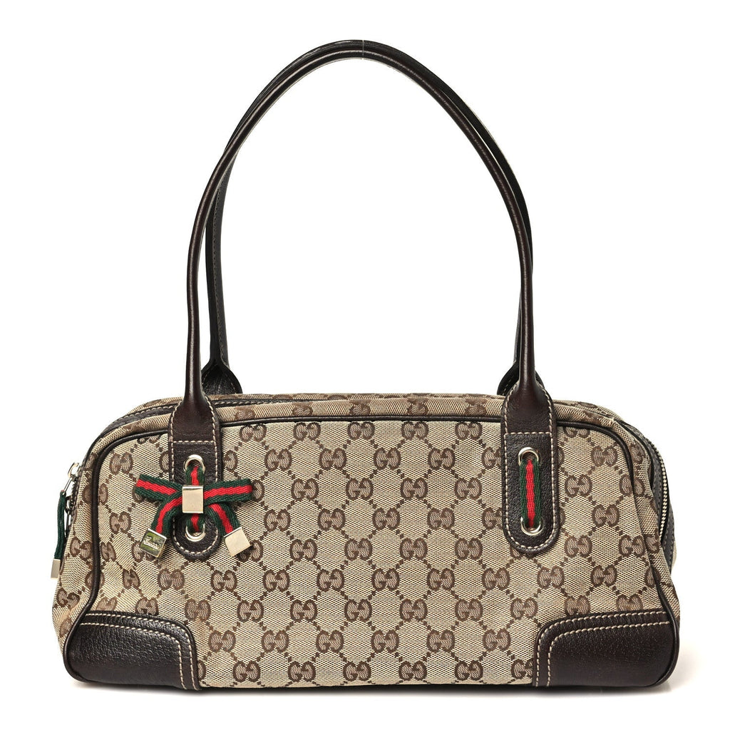 Gucci Monogram Small Princy Satchel Dark Brown