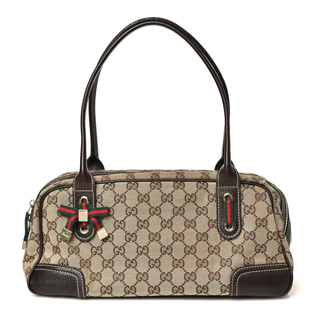 Gucci Monogram Small Princy Satchel Dark Brown