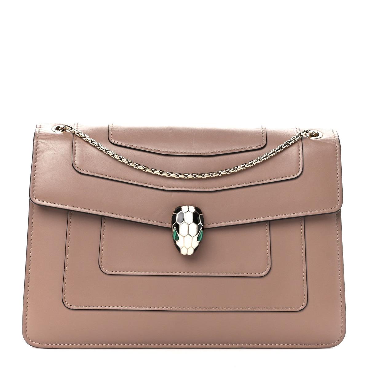 BVLGARI SERPENTI FOREVER CROSSBODY BAG IN BEIGE CALFSKIN
