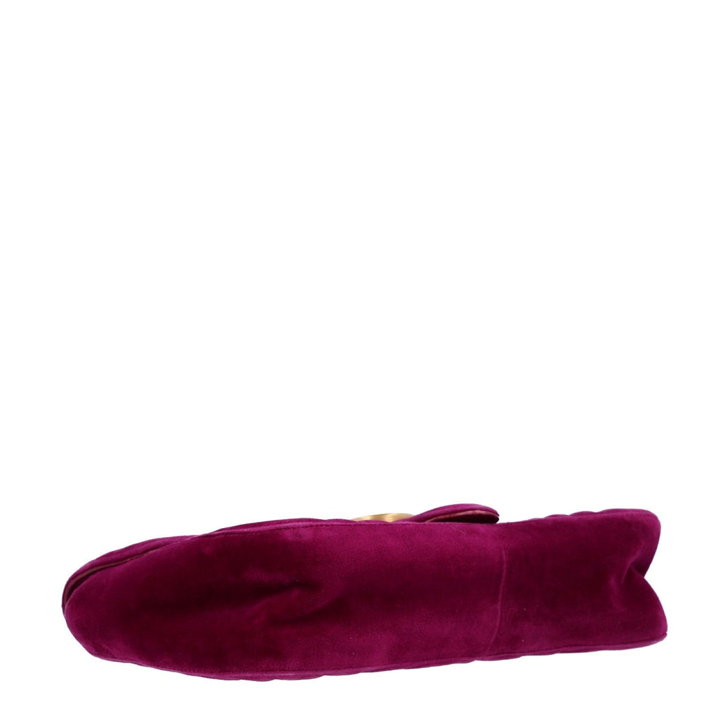 Gucci Velvet Matelasse Medium GG Marmont Shoulder Bag Fuchsia Violet Cyclamen