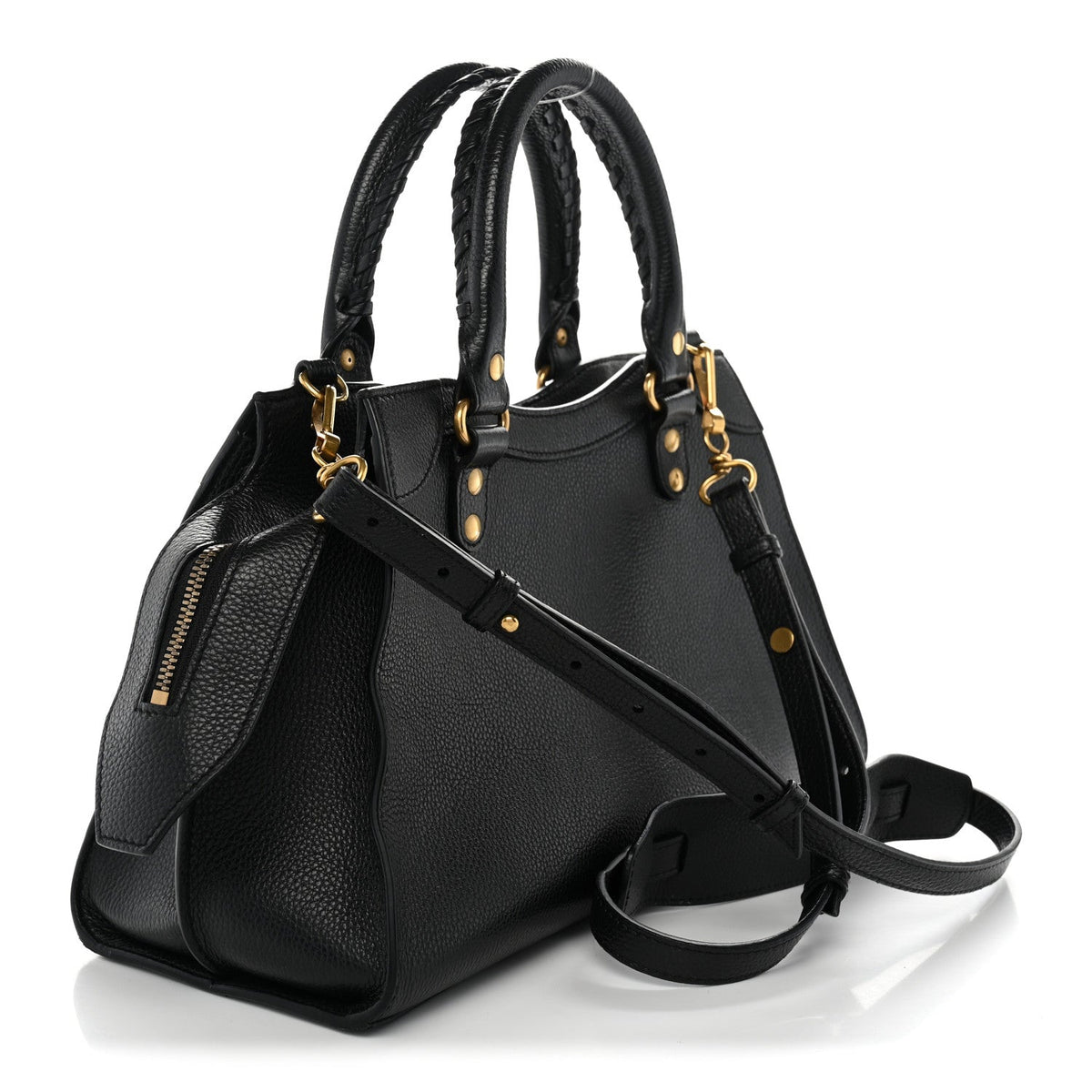 Balenciaga Grained Calfskin Neo Classic Gold Hardware S City Black