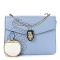 BVLGARI SERPENTI FOREVER EMBELLISHED CROSSBODY BAG IN LIGHT BLUE CALFSKIN