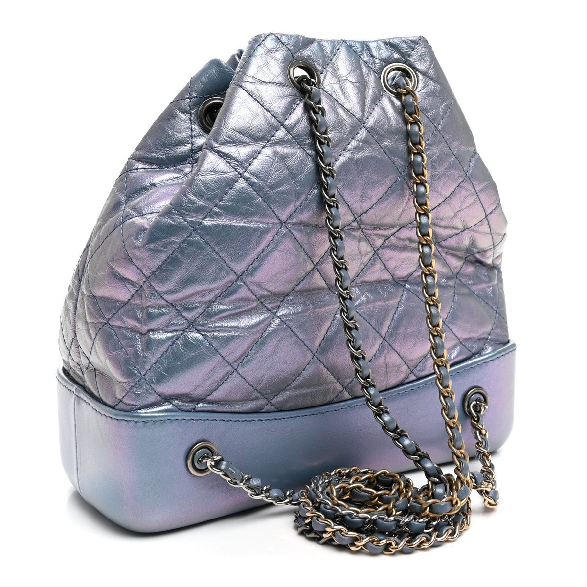 Chanel Iridescent Lambskin Calfskin Quilted Gabrielle Backpack Light Purple