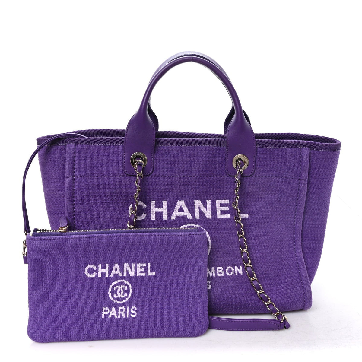 Chanel Mixed Fibers Small Deauville Tote Purple