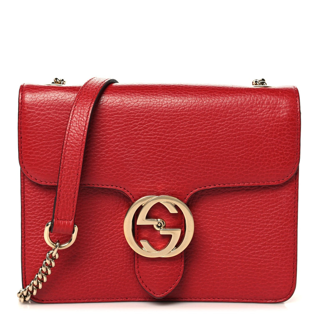 Gucci Dollar Calfskin Small Interlocking G Shoulder Bag Red