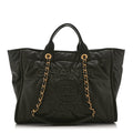Chanel Calfskin Embossed Medium Deauville Tote Khaki
