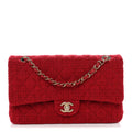 Chanel Tweed Quilted Medium Double Flap Red