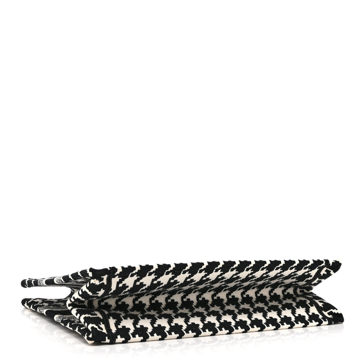 Dior Canvas Houndstooth Embroidered Medium Book Tote Black White