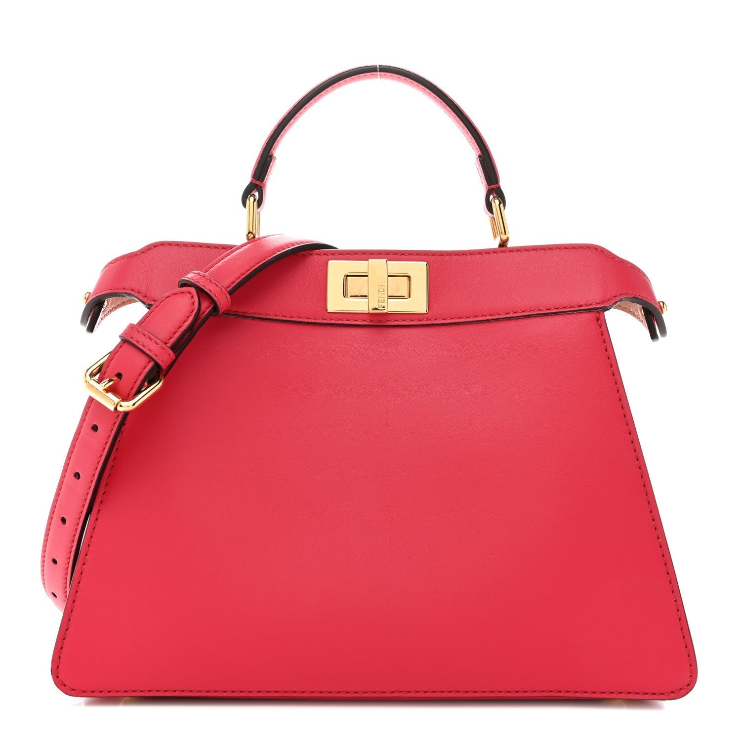 Fendi Vitello Seta Shiny Nappa Small Peekaboo I SEE U Satchel Lampone Light Rose