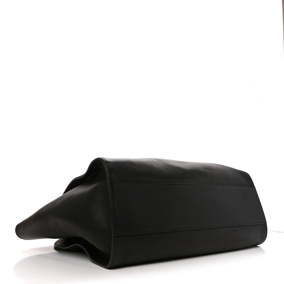 The Row Polished Saddle Calfskin Marlo 17 Tote Bag Black