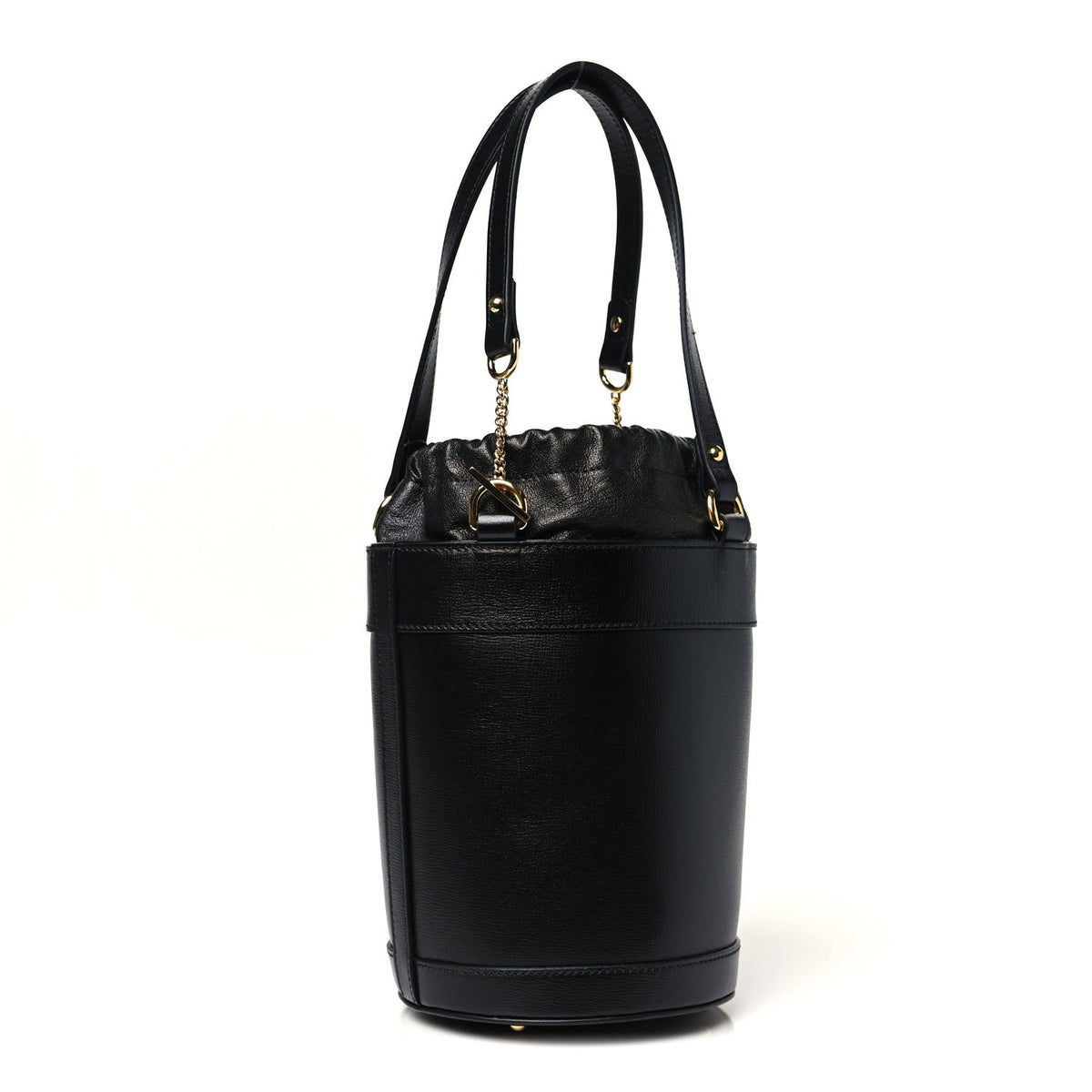 Gucci Azalea Sakai Calfskin Small Horsebit 1955 Drawstring Bucket Bag Black