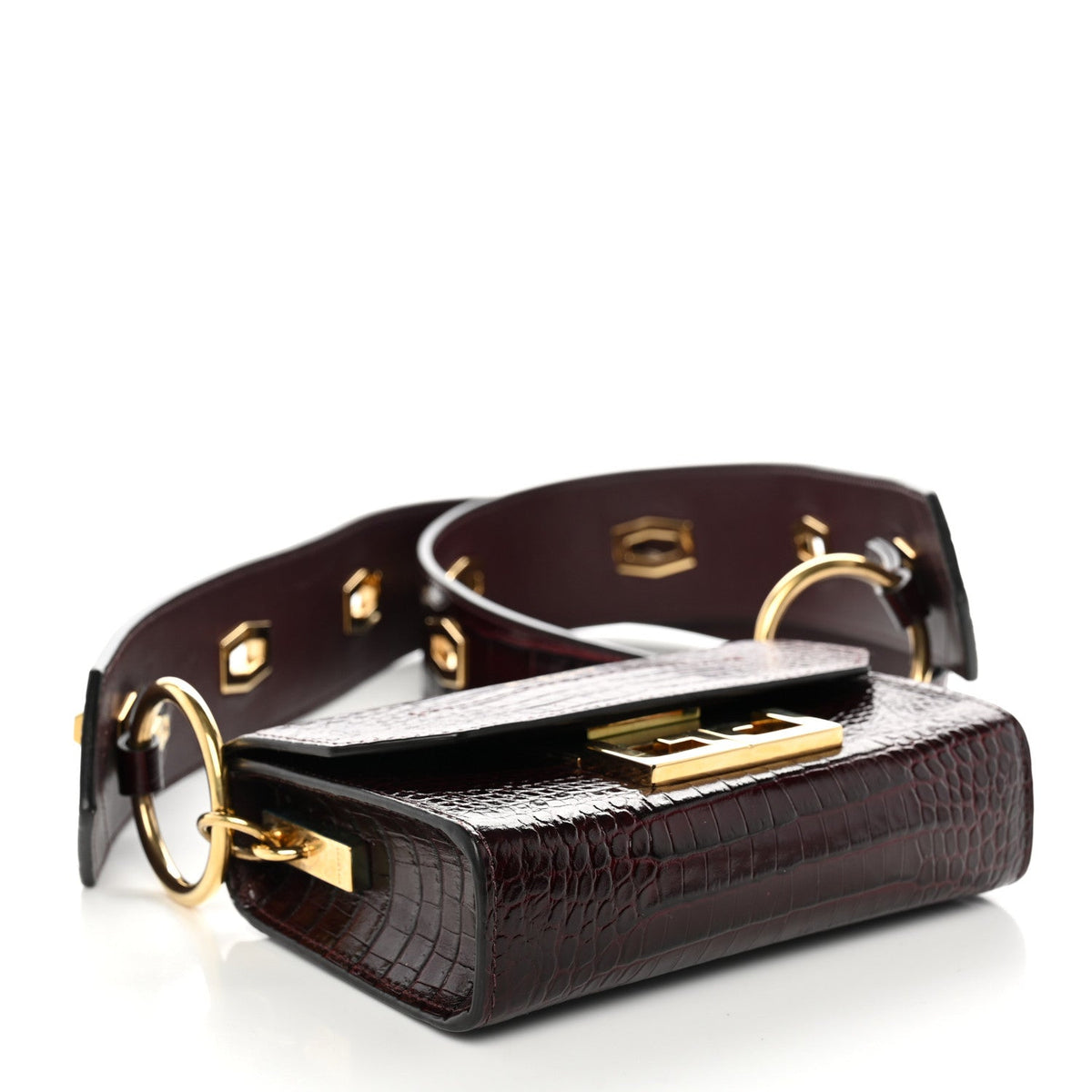 Givenchy Calfskin Crocodile Embossed Eden Bag Eggplant
