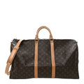 Louis Vuitton Keepall 55 Bandouliere monogram canvas front view