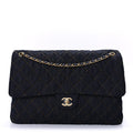 Chanel Denim Quilted XXL Travel Flap Bag Dark Blue