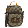Gucci GG Supreme Monogram Mini Neo Vintage Double Zip Messenger Bag Beige New Acero Crop