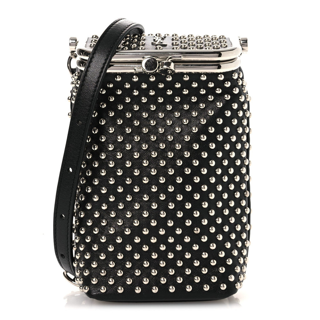Saint Laurent Lambskin Studded Small Sac Charniere Black