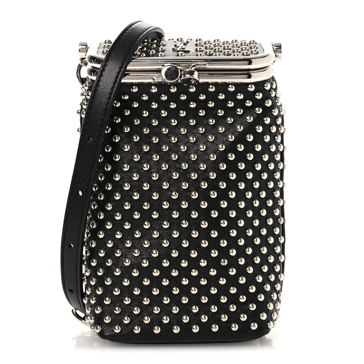 Saint Laurent Lambskin Studded Small Sac Charniere Black