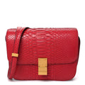 Celine Snakeskin Medium Classic Box Flap Red
