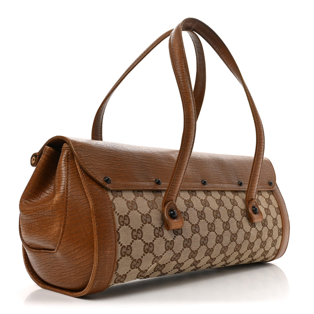 Gucci Monogram Bamboo Bullet Handbag Brown