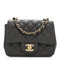 Chanel Lambskin Quilted Mini Square Flap Dark Grey