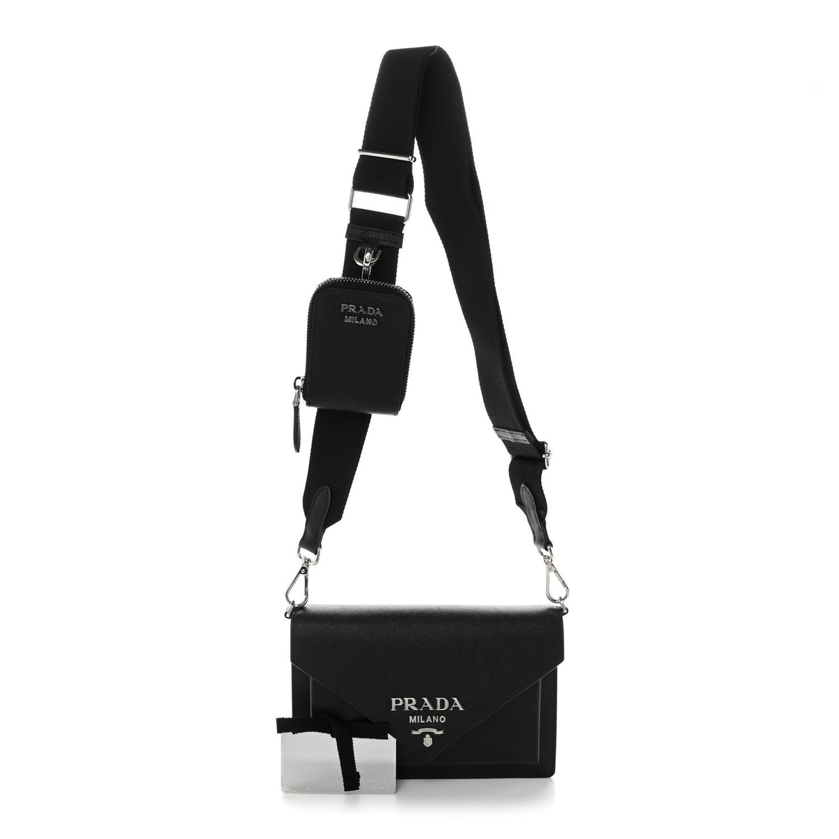 Prada Saffiano City Calf Mini Envelope Bag Black