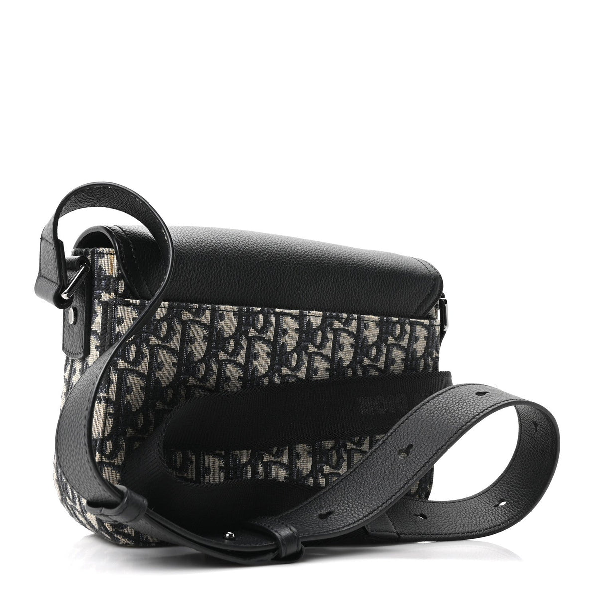 Dior Oblique Jacquard Grained Calfskin Small Saddle Messenger Bag Beige Black