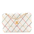Chanel Calfskin Rainbow Stitched Medium Flap White Multicolor