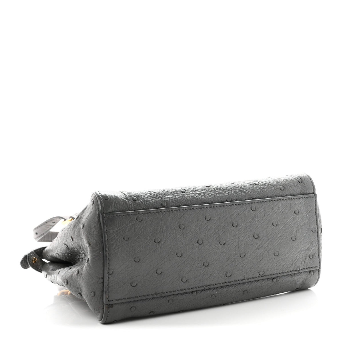Fendi Ostrich Shiny Nappa Mini Peekaboo Iconic Satchel Grey