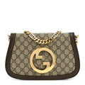 Gucci GG Supreme Monogram Textured Dollar Calfskin Blondie Chain Shoulder Flap Bag Beige Ebony New Acero