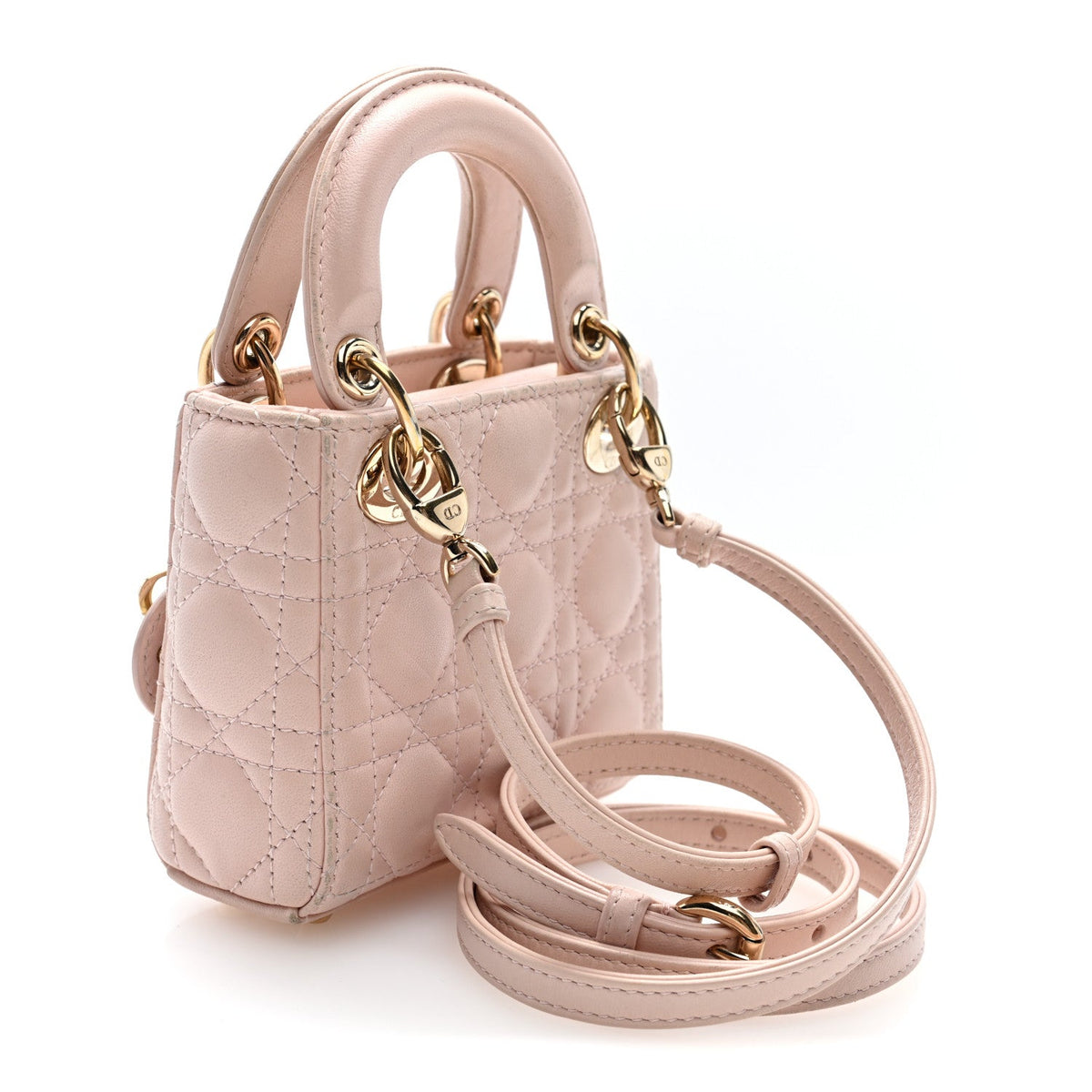 Dior Lambskin Cannage Micro Lady Dior Powder Pink
