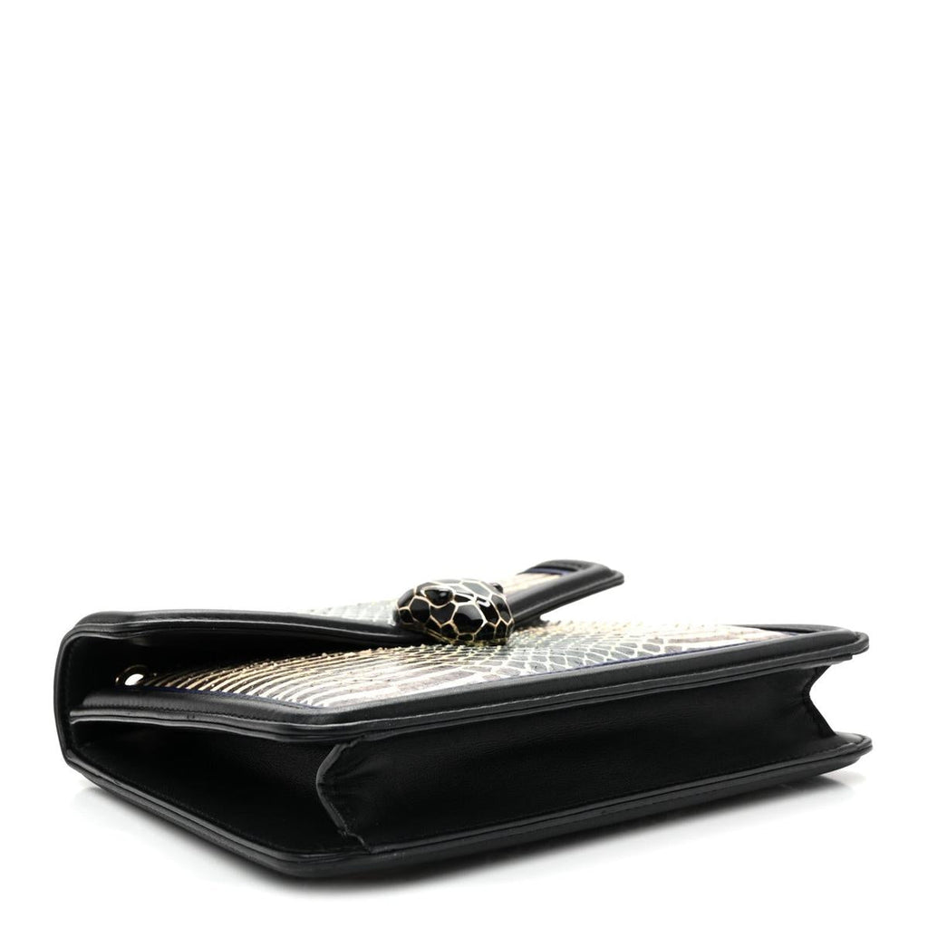 BVLGARI SERPENTI FOREVER CROSSBODY BAG IN BLUE AND BLACK SNAKESKIN