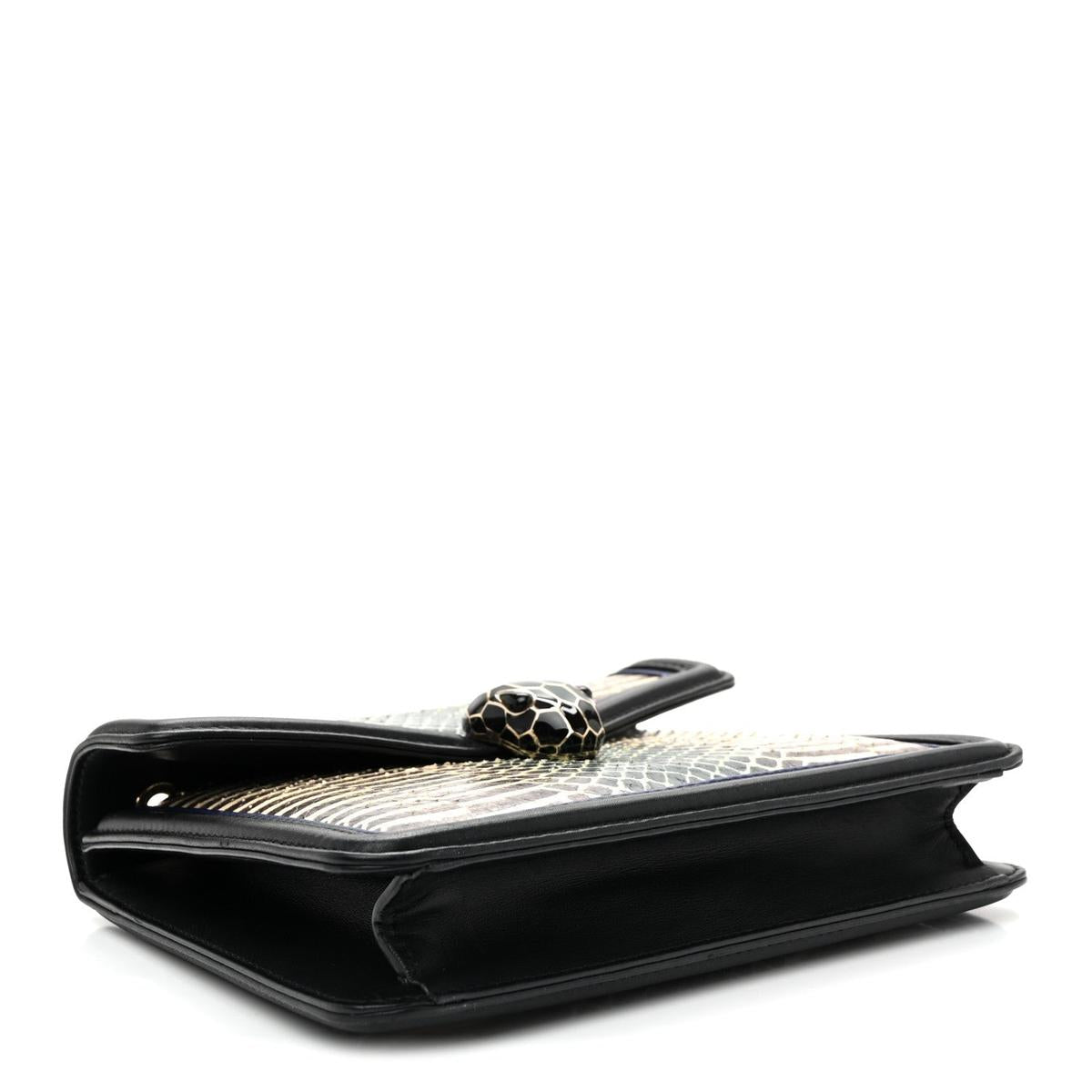 BVLGARI SERPENTI FOREVER CROSSBODY BAG IN BLUE AND BLACK SNAKESKIN