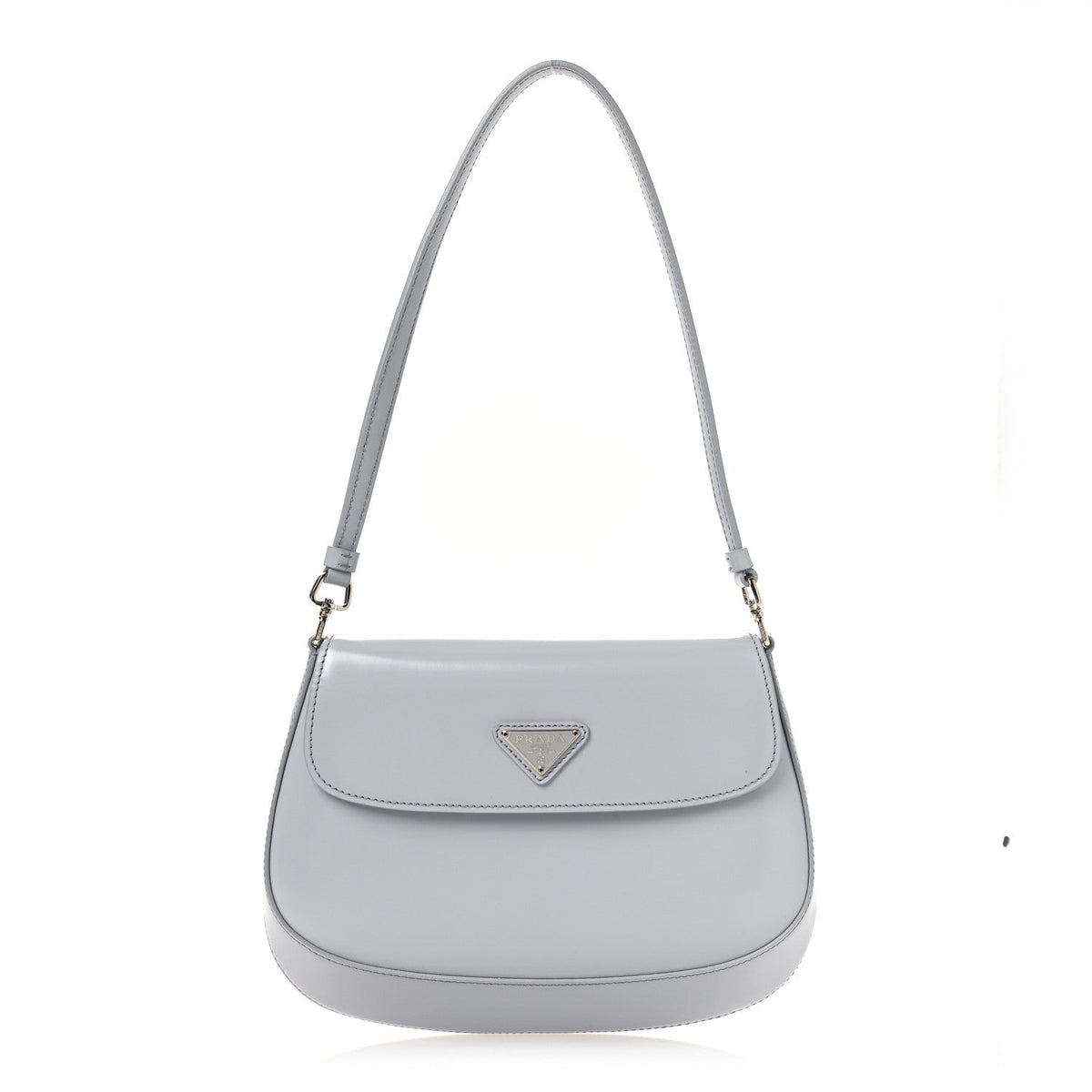 Prada Spazzolato Cleo Flap Shoulder Bag Fiordaliso