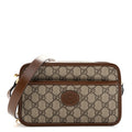 Gucci GG Supreme Monogram Azalea Calfskin Mini Retro Interlocking G Shoulder Bag Beige Ebony Brown Sugar