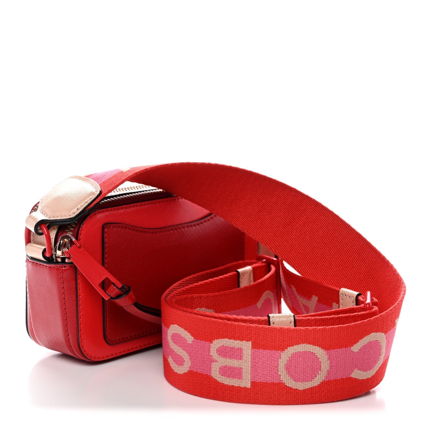 Marc Jacobs Saffiano Small Snapshot Camera Bag Red Beige
