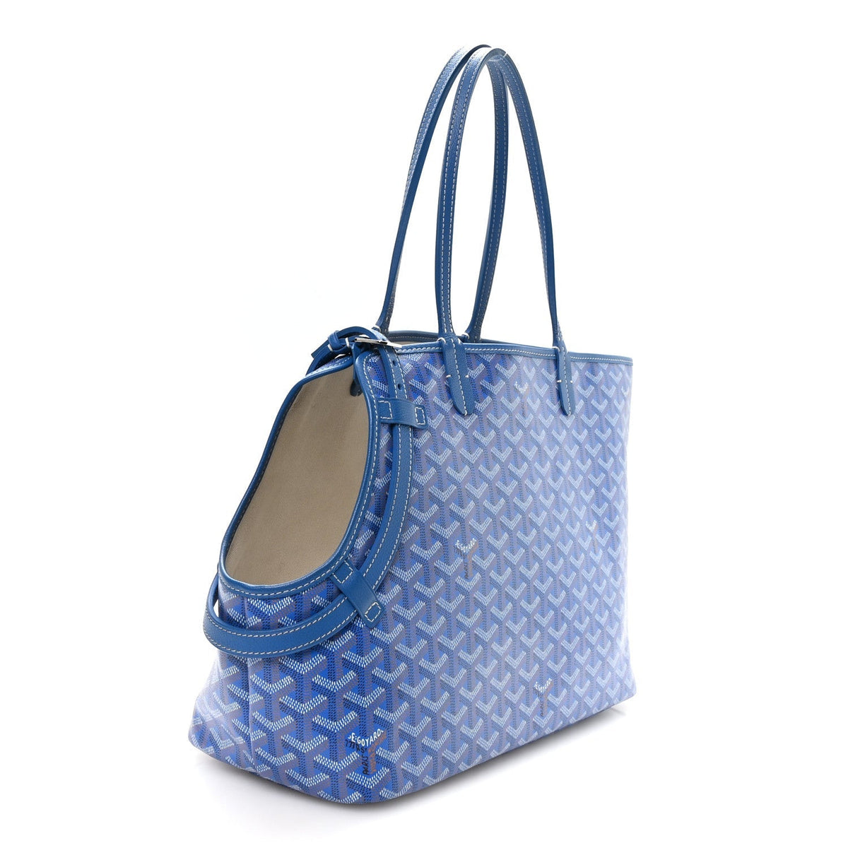 Goyard Goyardine Chien Gris Pet Carrier Sky Blue side view