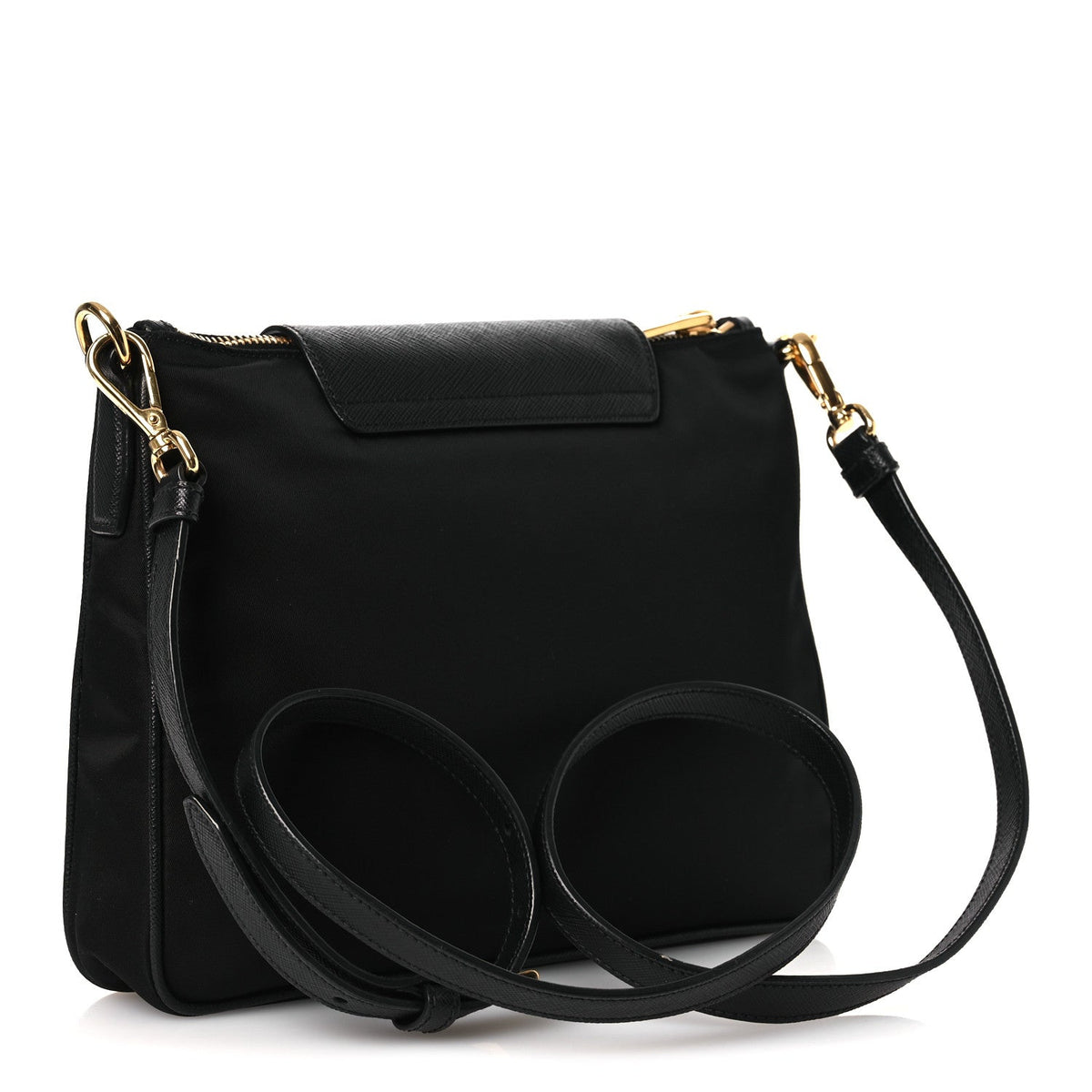 Prada Tessuto Nylon Saffiano Crossbody Bag Black