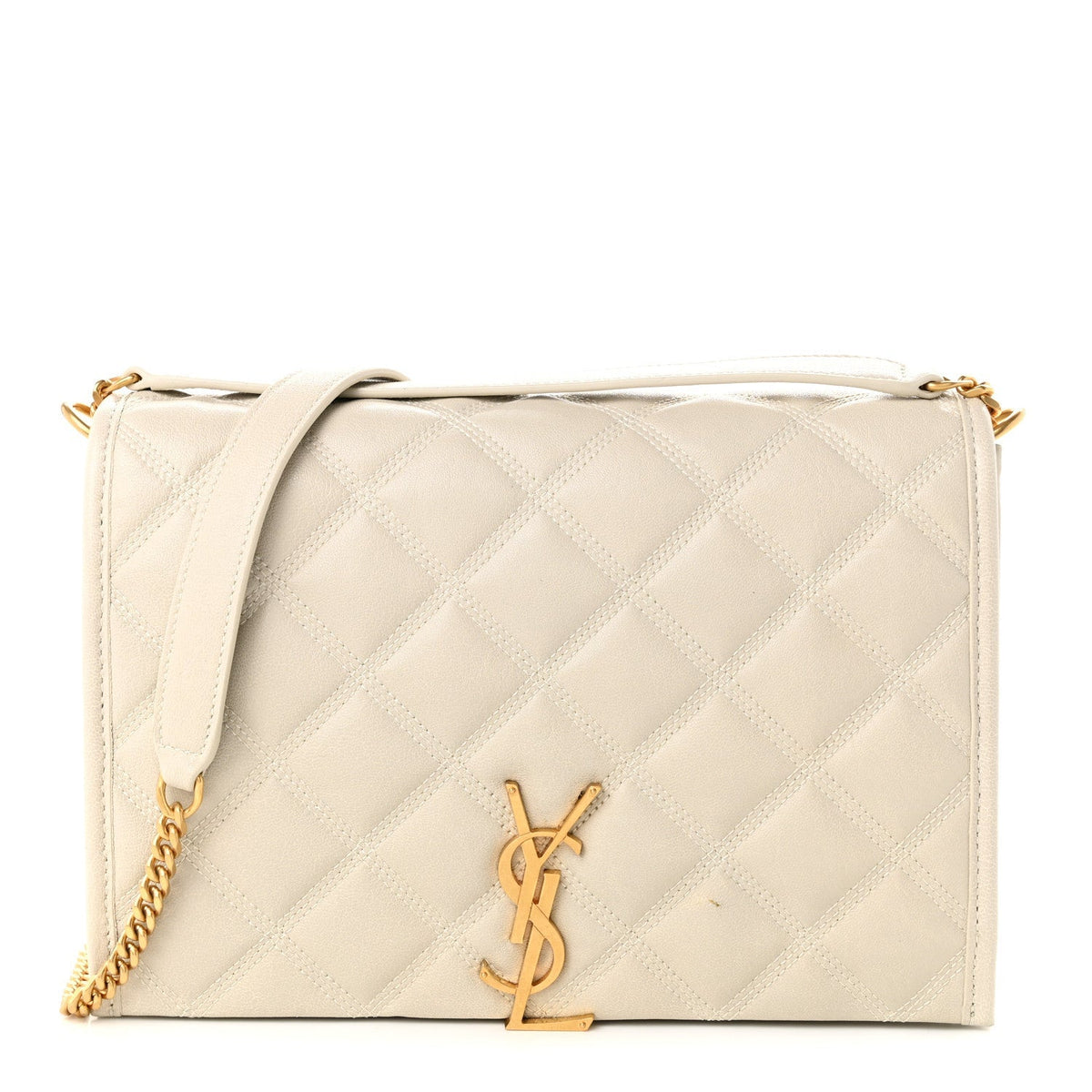 Saint Laurent Lambskin Quilted Mini Becky Chain Bag Crema Soft