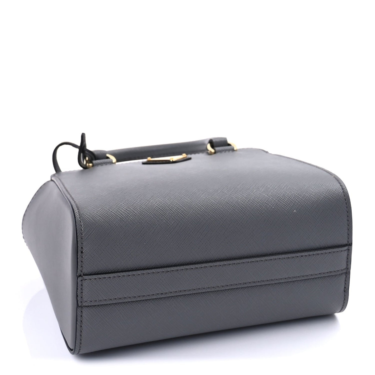 Prada Saffiano Soft Calfskin Mini Zippered Tote Marmo Grey