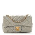 Chanel Lambskin Quilted Mini Rectangular Pearl Crush Flap Grey