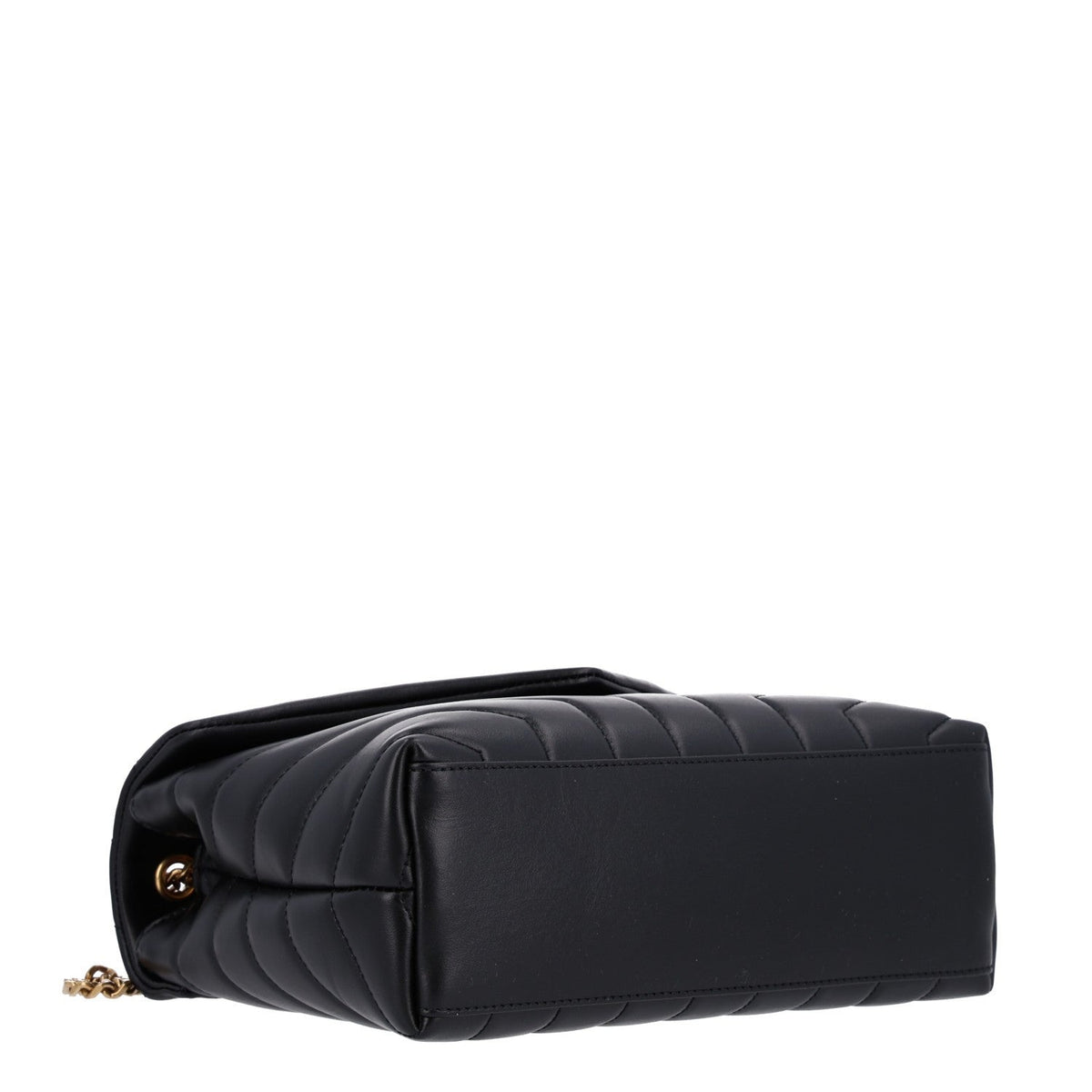 Saint Laurent Calfskin Y Quilted Monogram Small Loulou Chain Satchel Black
