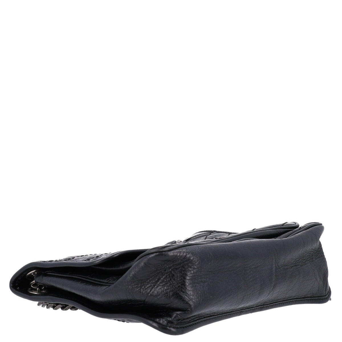 Saint Laurent Crinkled Calfskin Matelasse Monogram Medium Niki Chain Satchel Storm