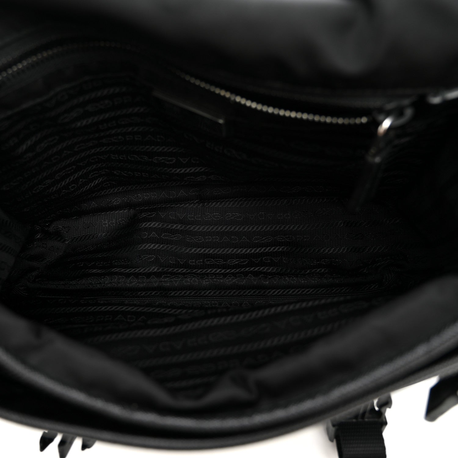 Prada Tessuto Nylon Saffiano Double Snap Buckle Messenger Bag Black