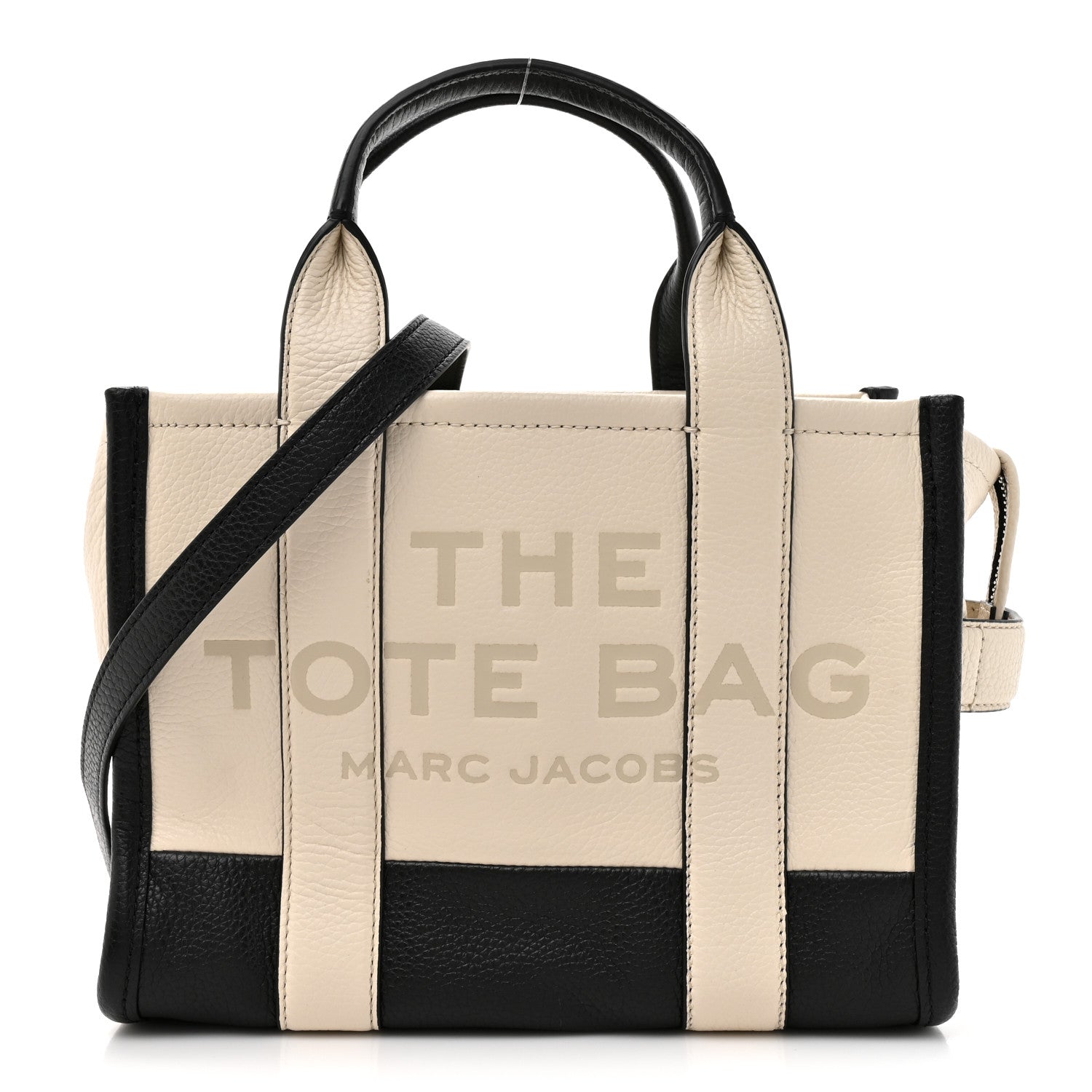 Marc Jacobs Grained Calfskin Small The Tote Bag Ivory Black