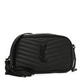 Saint Laurent Grain De Poudre Matelasse Monochrome Monogram Mini Lou Camera Bag Black