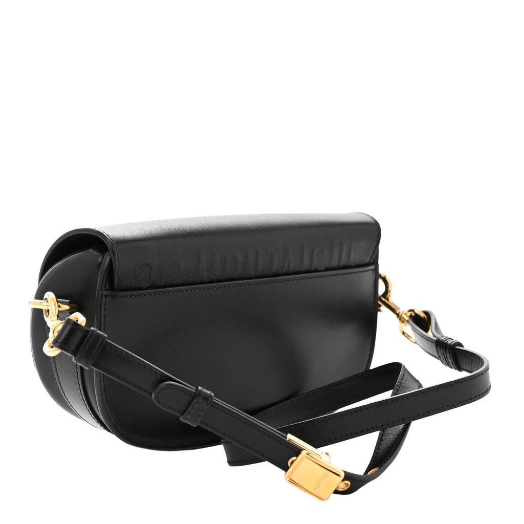 Back view — Dior Bobby East-West Bag in black box calfskin with gold-tone hardware and shoulder strap