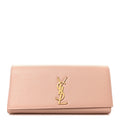 Saint Laurent Calfskin Classic Monogram Cassandre Clutch Blush