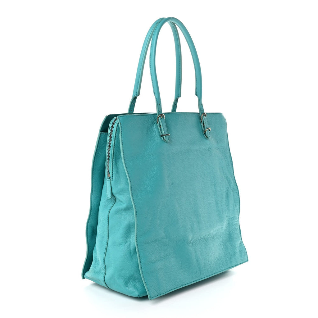 Balenciaga Veau Papier Tote Turquoise
